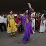 An Indian eunuch in the eastern city of Bhubaneswar dances Tuesday to celebrate the Supreme Court's ruling recognizing a third gender category.