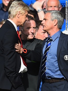 Chelsea won the match 2-0 meaning Wenger is yet to beat Moruinho in 12 meetings to date. Last season the Portuguese called his French counterpart a specialist in failure. Neither manager showed any remorse for Sunday's touchline fracas. What is there to regret? Wenger said afterwards.