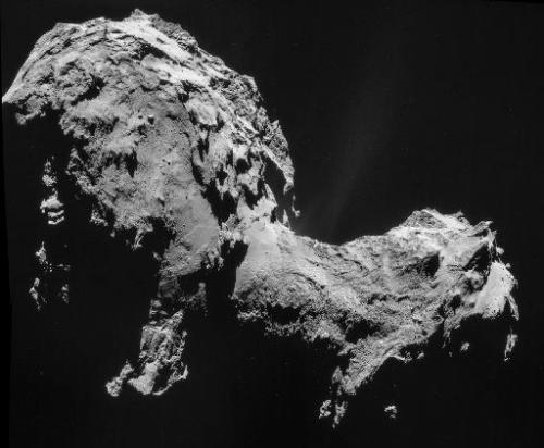 Photo released on September 19, 2014 by the European Space Agency shows a four-image NAVCAM mosaic of Comet 67P/Churyumov-Gerasi