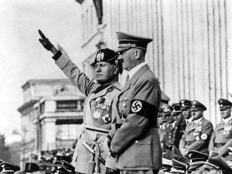 Benito Mussolini with Adolf Hitler in 1937