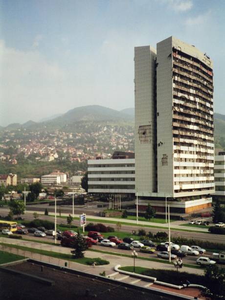 Reminders of the war: Sarajevo's still-ruined parliament building